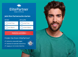 ElitePartner Screenshot, so sieht die Startseite aus