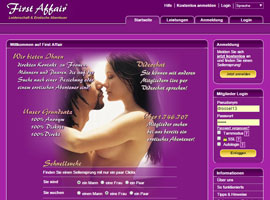 First Affair Screenshot, so sieht die Startseite aus